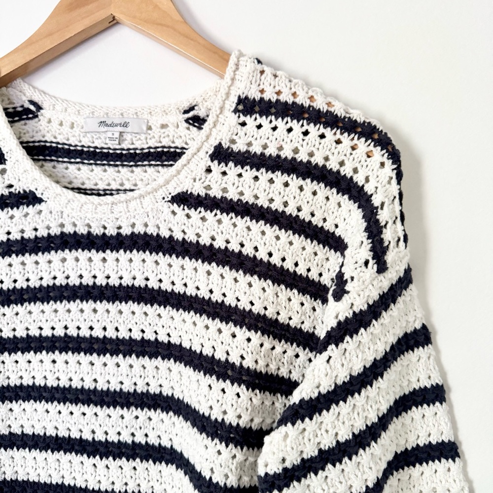 Madewell Austen Open Stitch Striped Pullover Sweater Lighthouse Size S - Picture 6 of 11